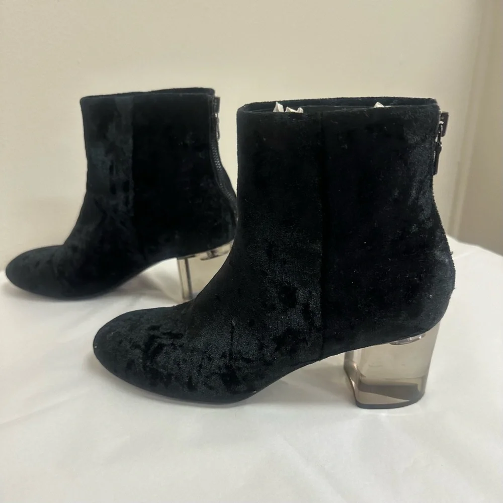 ✨✨✨rag & bone Black Velvet Ankle Boots with Clear Block Heel | EU 37